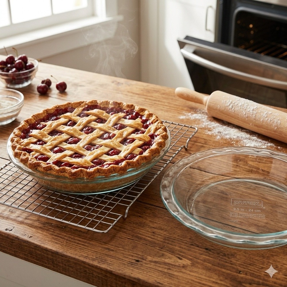Pyrex 9.5 Inch Clear Glass Pie Plate Fluted Edge Baking Dish 24 cm